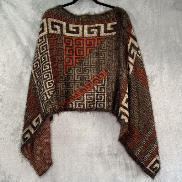 Western Tribal Aztec Fuzzy Soft Shawl Wrap poncho OS - Picture 2 of 9